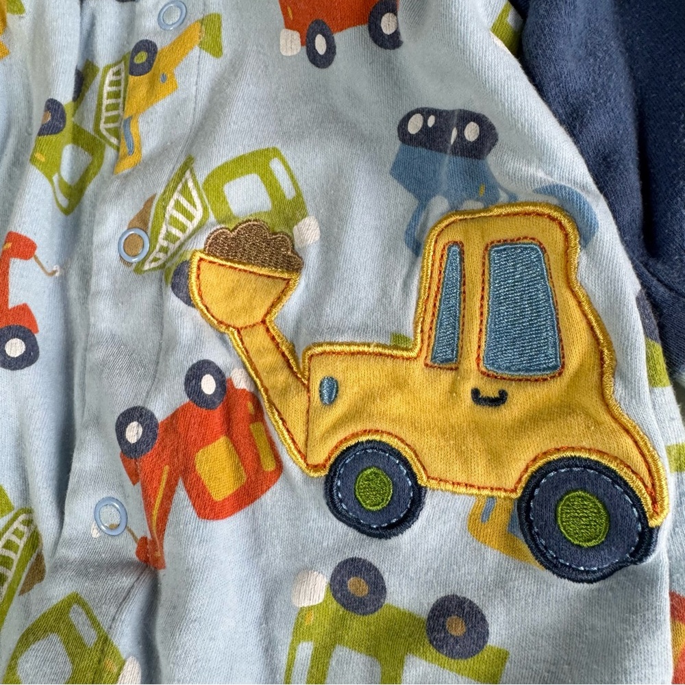 Baby Footie Pajamas Size 6 Months Carter’s Turkey Thanksgiving Baseball Blue - Picture 13 of 16
